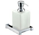 Britton Deleted - Qube - Wall Mounted Frosted Glass Soap Dispenser Chrome Plated