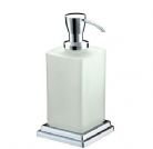 Britton Deleted - Qube - Free Standing Frosted Glass Soap Dispenser Chrome Plated