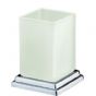 Britton Deleted - Qube - Free Standing Frosted Glass Tumbler & Holder Chrome Plated