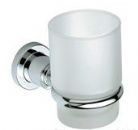 Britton Deleted - Prism - Frosted Glass Tumbler & Holder Chrome Plated