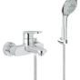 Grohe - Euro Plus - Exposed bath mixer with s- unions and relexa shower set
