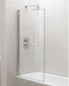 April  - Identiti2 - Square Single Bath Screen with Towel Rail by Claygate