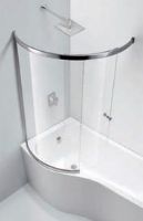 Pure - Standard - Arched bath screen without towel rail, clear glass