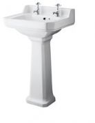 Old London - Richmond - 500mm 2 Tap Hole Basin and Pedestal
