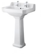 Old London - Richmond - 560mm 2 Tap Hole Basin and Pedestal