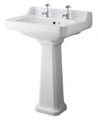 Old London - Richmond - 600mm 2 Tap Hole Basin and Pedestal